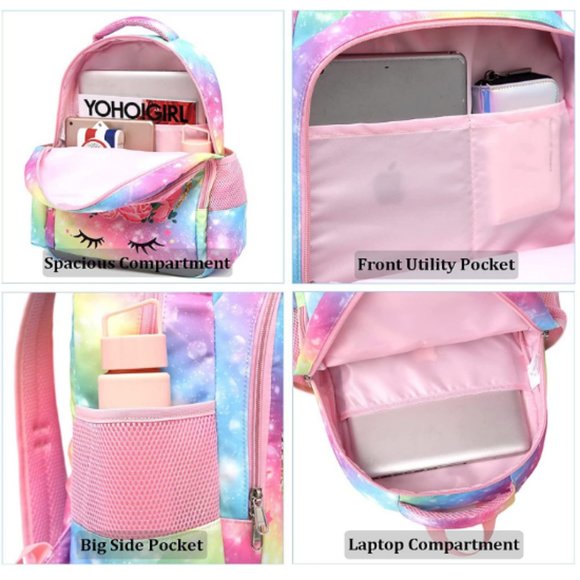 Accessories School Girls Backpack Lunch Box Set Unicorn Preschool
